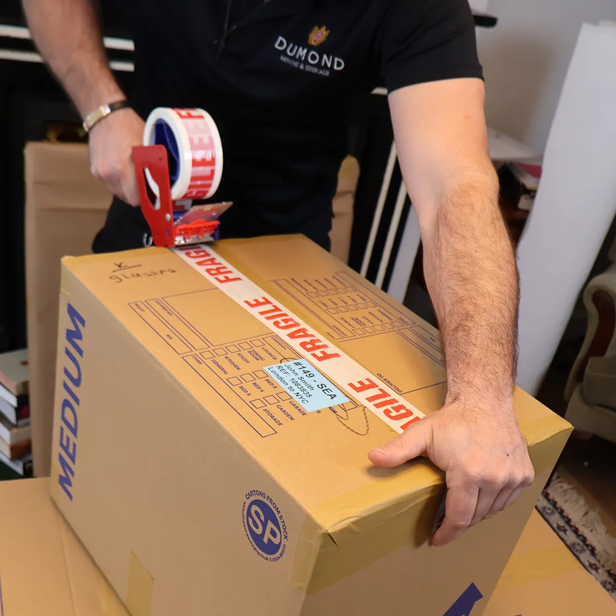 Careful packing and protection of belongings for safe long-distance transport.