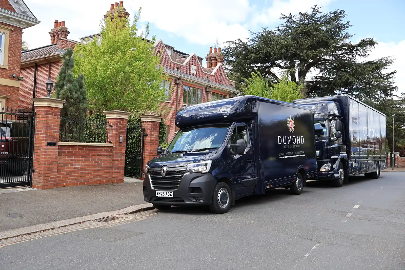 Dumond van outside residential house
